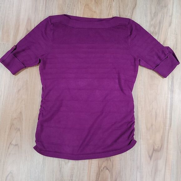 🔺️Apt 9 Purple Textured Boatneck Cuffed Sleeve Sweater Top Medium - Picture 2 of 11